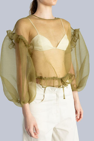 Volume Organza Top | Green