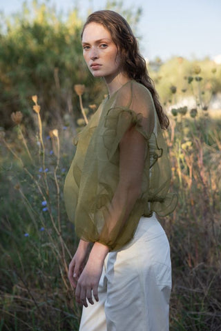 Volume Organza Top | Green