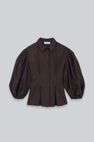 Volume Sleeve Shirt | Brown