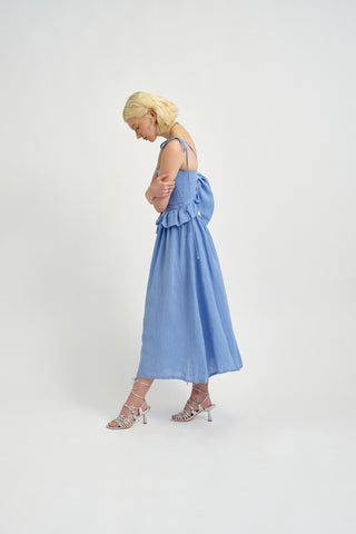 Tessa Dress | Blue Linen