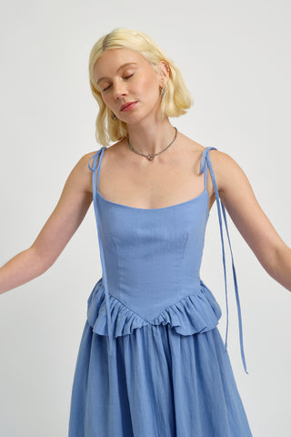 Tessa Dress | Blue Linen