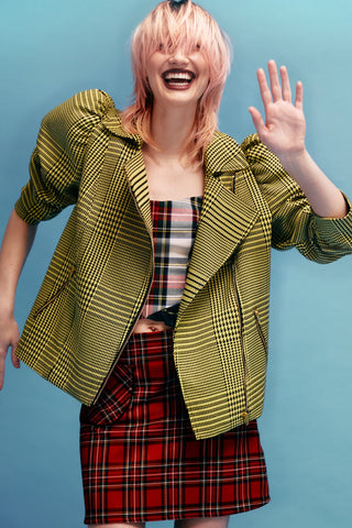 Valentine Moto Jacket | Yellow Plaid