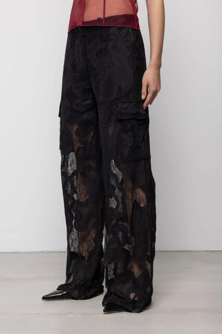 Lace Cargo Trousers | Black