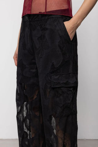 Lace Cargo Trousers | Black