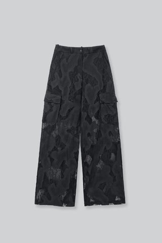 Lace Cargo Trousers | Black