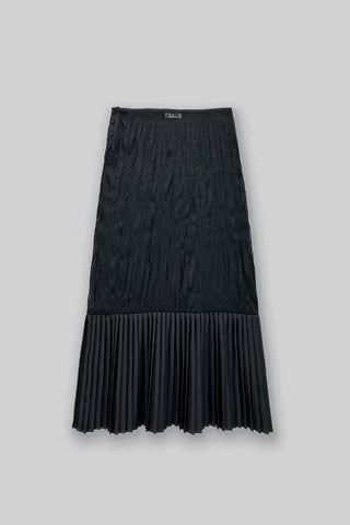 Sheer Crinkle Column Midi Skirt With Pleats | Black