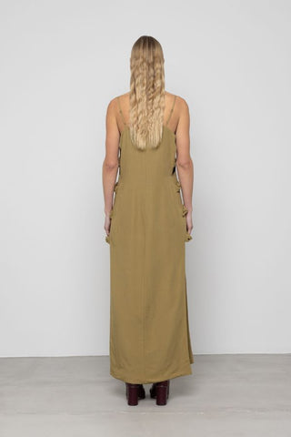 Linen Column Maxi Dress with Knots