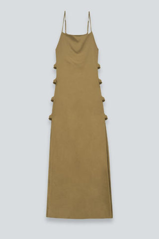 Linen Column Maxi Dress with Knots