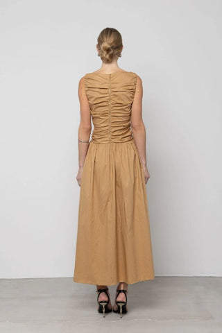 Pleated Cotton Maxi Dress