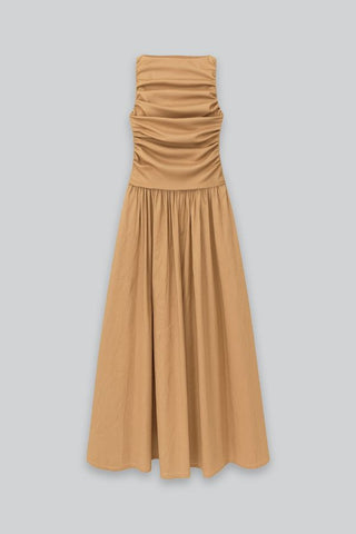 Pleated Cotton Maxi Dress