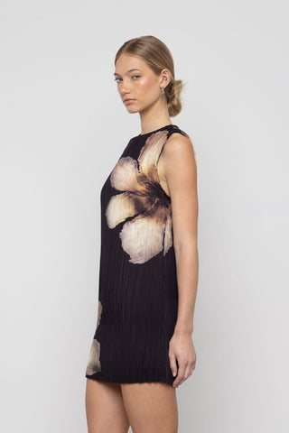 Pleated Floral Mini Dress