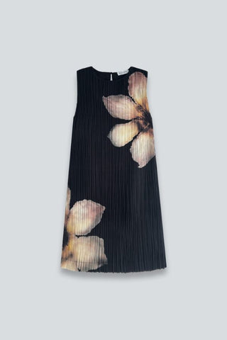 Pleated Floral Mini Dress