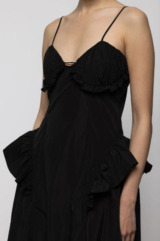 Taffeta Cut-Out Slip Dress | Black