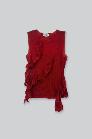 Asymmetric Ruffle Top | Red