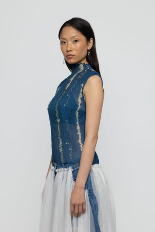 Chiffon Pleated Sleeveless Blouse