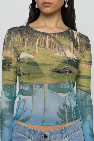 Mesh Long Sleeve Top