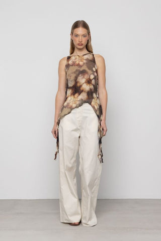 Printed Asymmetric Chiffon Top