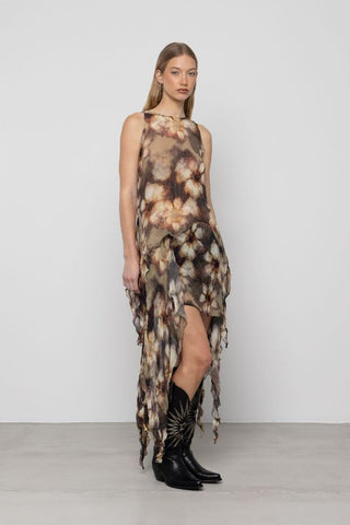 Printed Asymmetric Chiffon Top