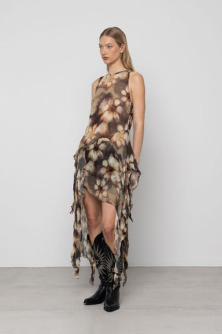 Printed Asymmetric Chiffon Top
