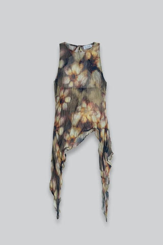 Printed Asymmetric Chiffon Top