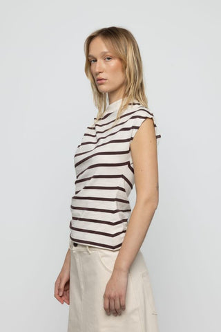 Stripe Twist Asymmetric T-Shirt