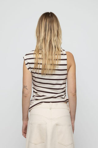 Stripe Twist Asymmetric T-Shirt