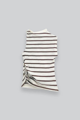 Stripe Twist Asymmetric T-Shirt