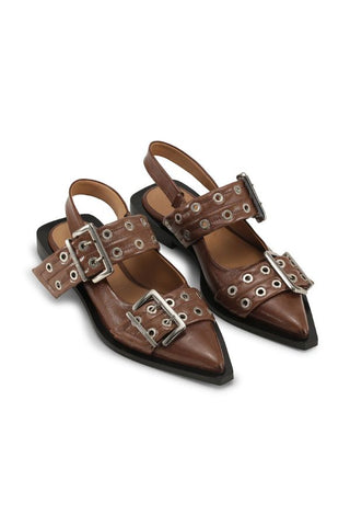 Ganni Shoes Brown Ballet Flats