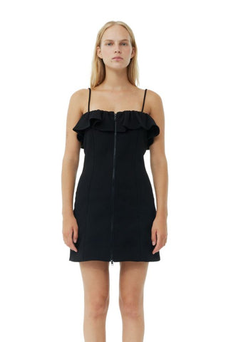 Bonded Crepe Strap Mini Dress | Black