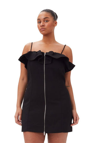 Bonded Crepe Strap Mini Dress | Black