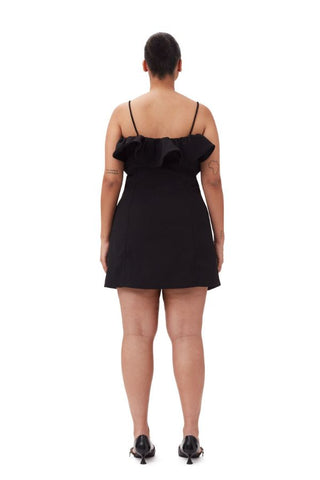 Bonded Crepe Strap Mini Dress | Black