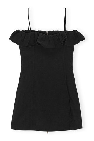 Bonded Crepe Strap Mini Dress | Black