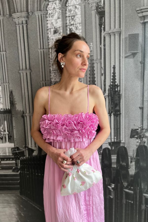 Ganni dress pink new arrivals