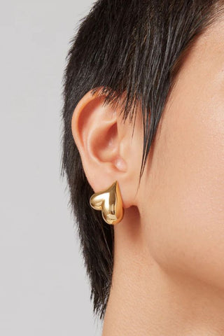 Art Heart Button Earrings | Gold
