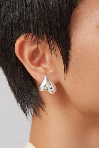 Art Heart Button Earrings | Silver