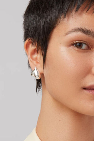 Art Heart Button Earrings | Silver