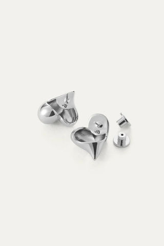 Art Heart Button Earrings | Silver