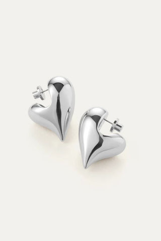 Art Heart Puff Earrings | Silver