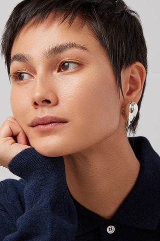 Art Heart Puff Earrings | Silver