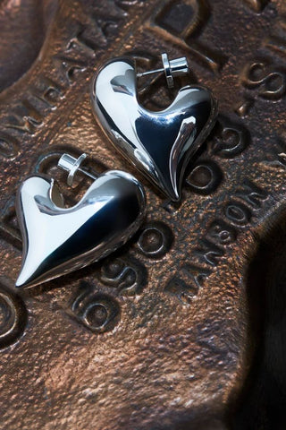 Art Heart Puff Earrings | Silver