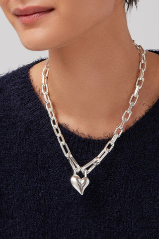 Padlock Heart Pendant Necklace | Silver