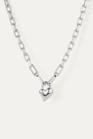 Padlock Heart Pendant Necklace | Silver