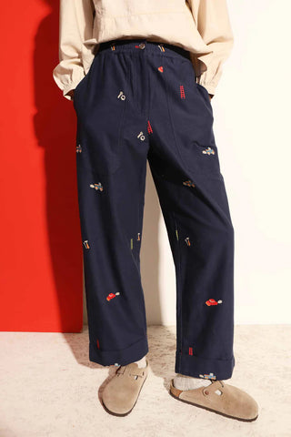 Beckett Trousers | Navy Workshop Embroidery