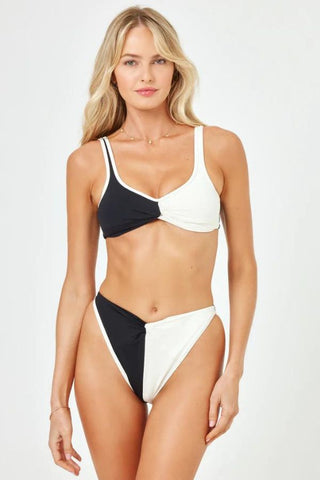 Cardi Bikini Top | Black/Cream