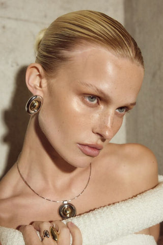 The Two-Tone Chrome Orb Earrings | Silver