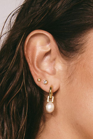 The White Pearl Amalfi Huggies | Gold