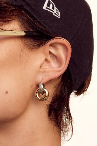 Two-Tone Interlock Hoops | Silver