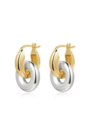 Two-Tone Interlock Hoops | Silver