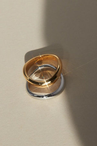 Two-Tone Wave Ring Set