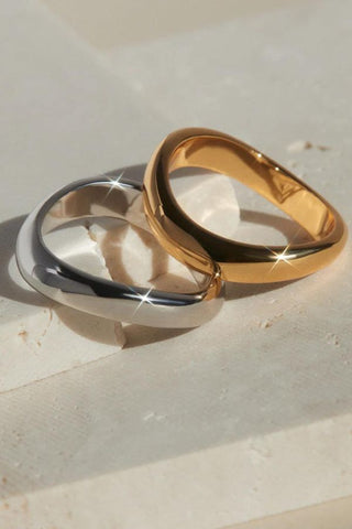 Two-Tone Wave Ring Set